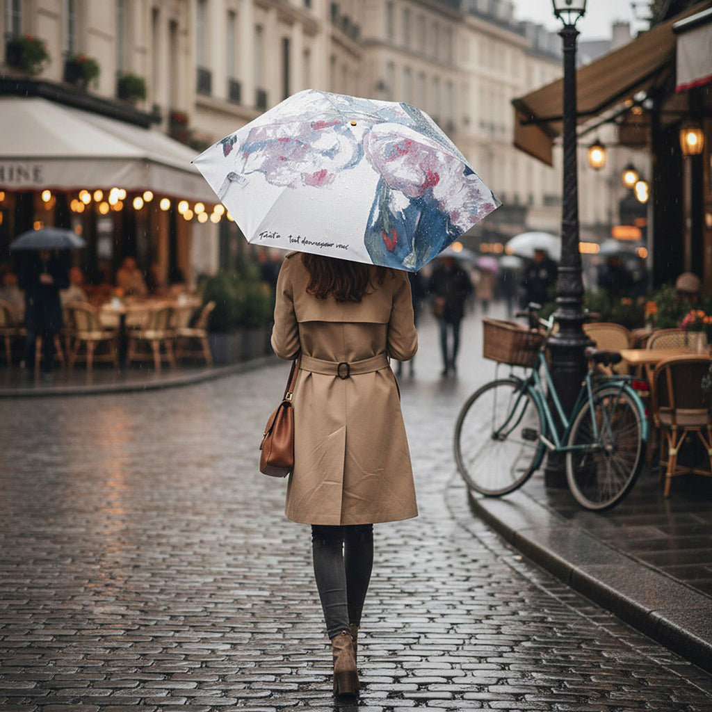 Anna-Kaci Floral Print Compact Folding Umbrella with Automatic Open and Wind Resistant Frame