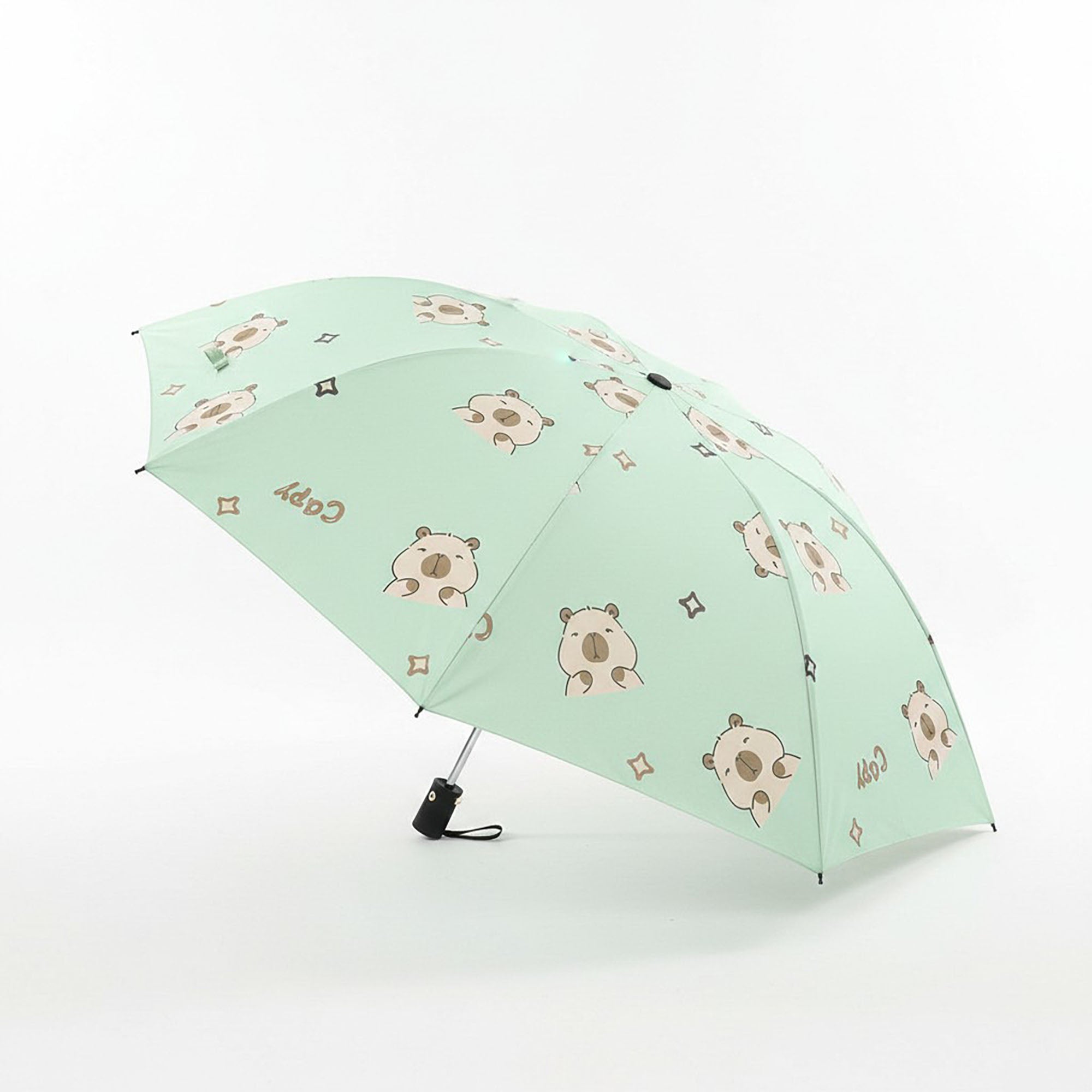 Anna-Kaci Bear Print Compact Folding Umbrella with Automatic Open and Matching Storage Sleeve