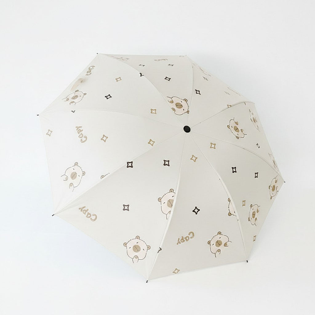 Anna-Kaci Bear Print Compact Folding Umbrella with Automatic Open and Matching Storage Sleeve
