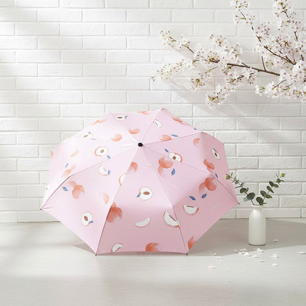 Anna-Kaci Peach Print Compact Folding Umbrella with Automatic Open and Wind Resistant Frame