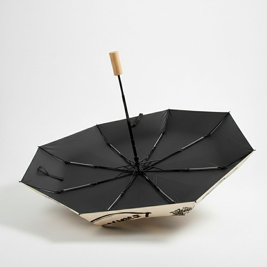 Anna-Kaci Modern Graphic Print Compact Folding Umbrella with Automatic Open and Wood Handle