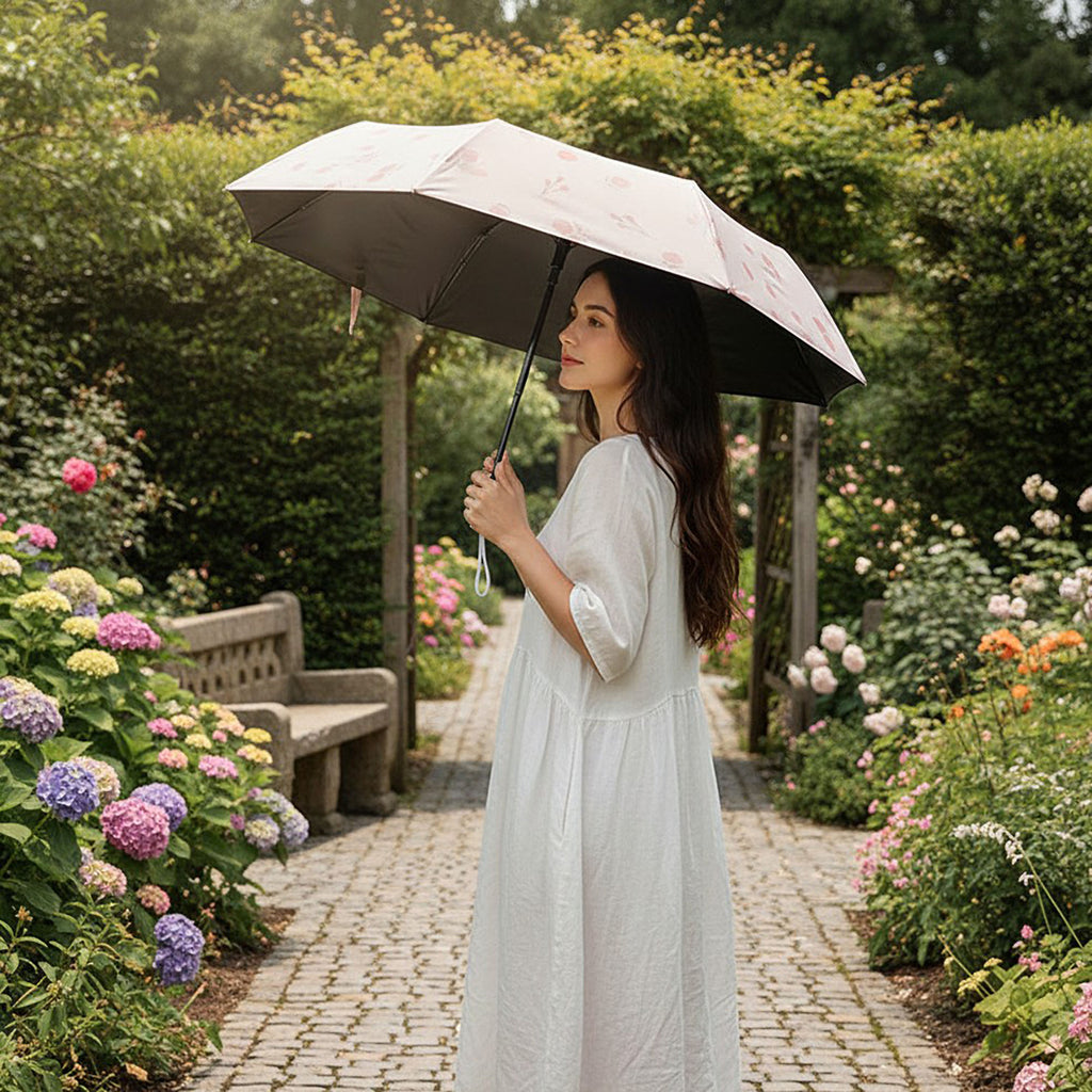 Anna-Kaci Petite Floral Print Compact Folding Umbrella with Automatic Open and Wind Resistant Frame