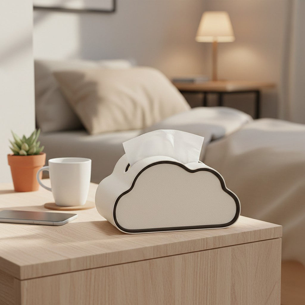 Anna-Kaci Cloud Shape Tissue Box Cover with Faux Leather Finish