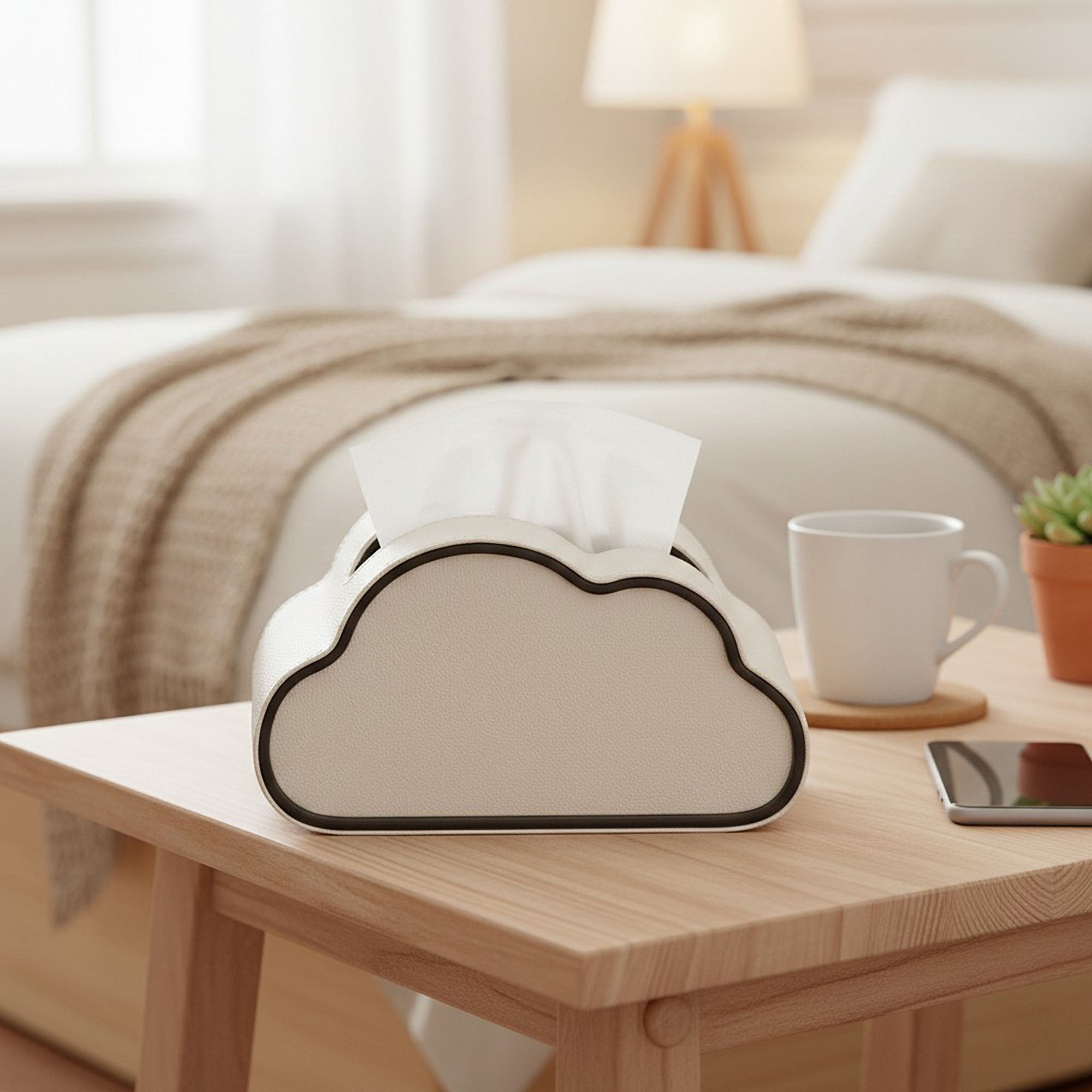 Anna-Kaci Cloud Shape Tissue Box Cover with Faux Leather Finish