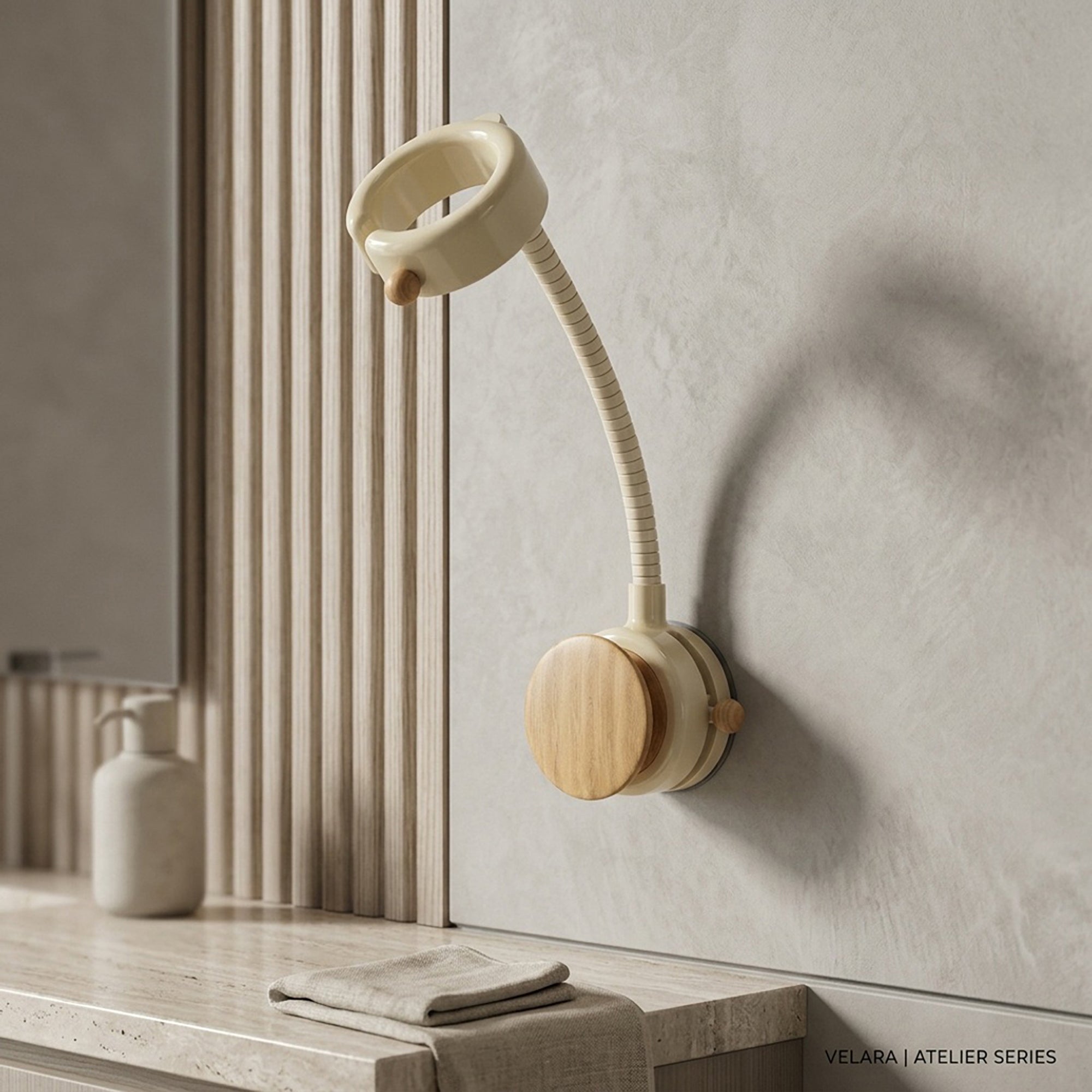 Anna-Kaci Adjustable Wall Mounted Hair Dryer Holder Flexible Arm 360 Degree Rotating Stand