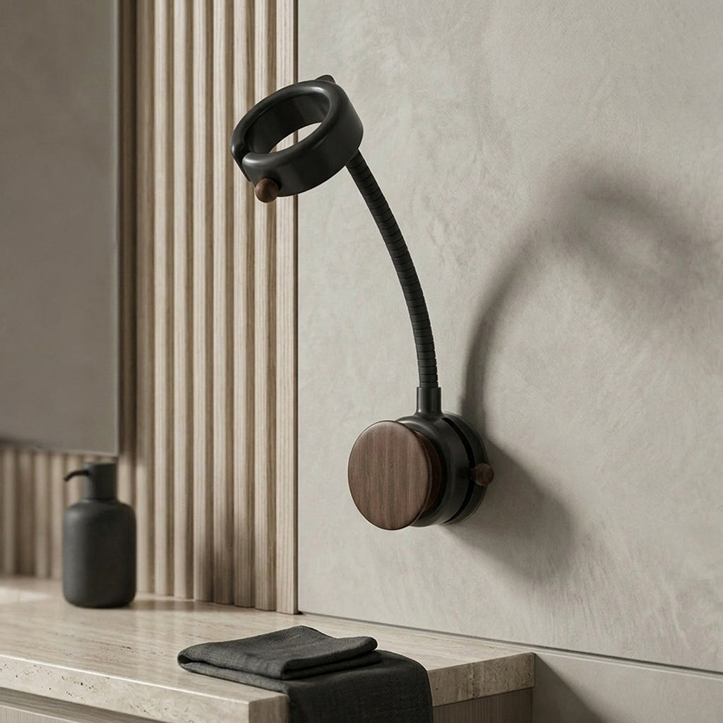 Anna-Kaci Adjustable Wall Mounted Hair Dryer Holder Flexible Arm 360 Degree Rotating Stand