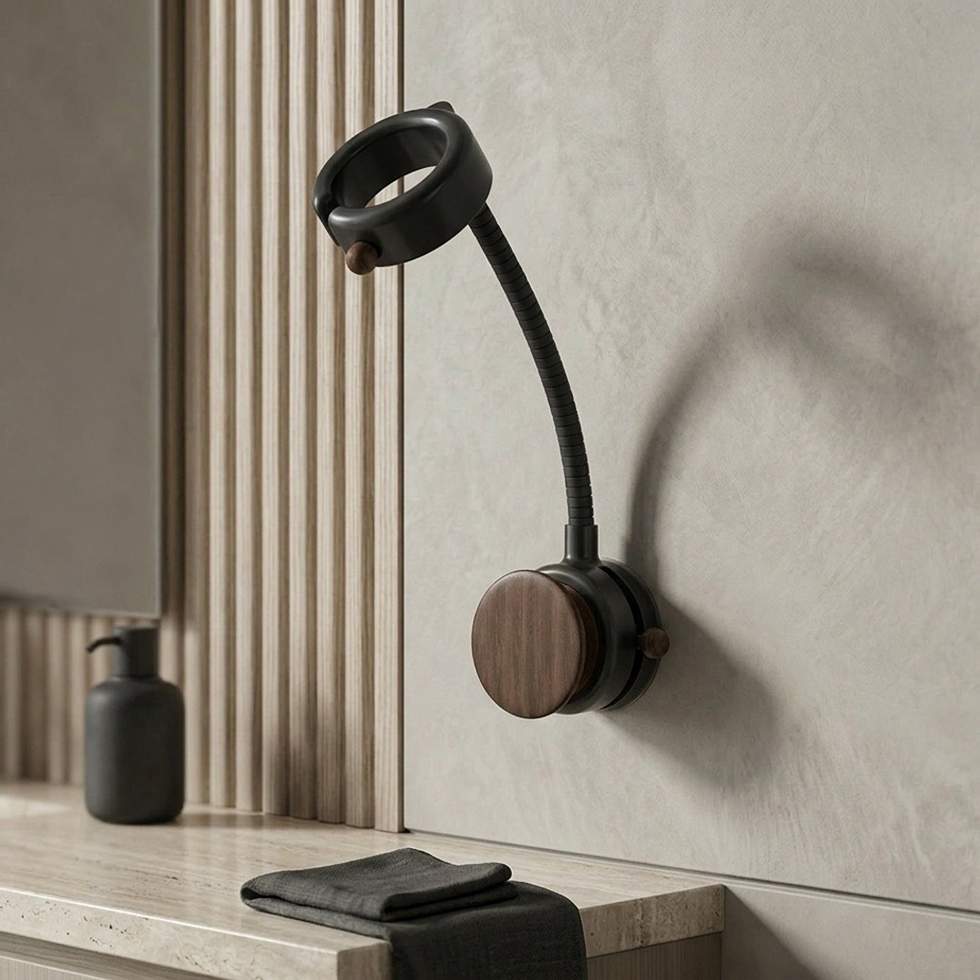 Anna-Kaci Adjustable Wall Mounted Hair Dryer Holder Flexible Arm 360 Degree Rotating Stand