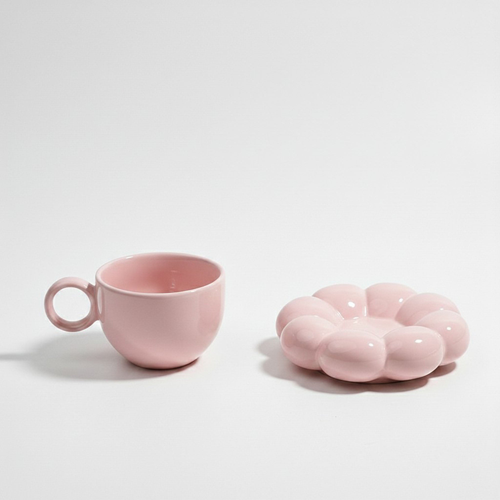 Anna-Kaci Sculpted Bubble Base Ceramic Coffee Mug with Matching Saucer