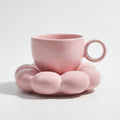 Anna-Kaci Sculpted Bubble Base Ceramic Coffee Mug with Matching Saucer