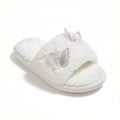 Anna-Kaci Women's Plush Slide Slippers with Embroidered Butterfly Detail