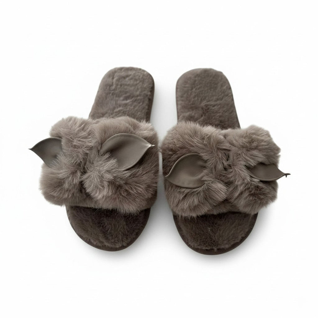 Anna-Kaci Women's Plush Slide Slippers with 3D Animal Ear Detail