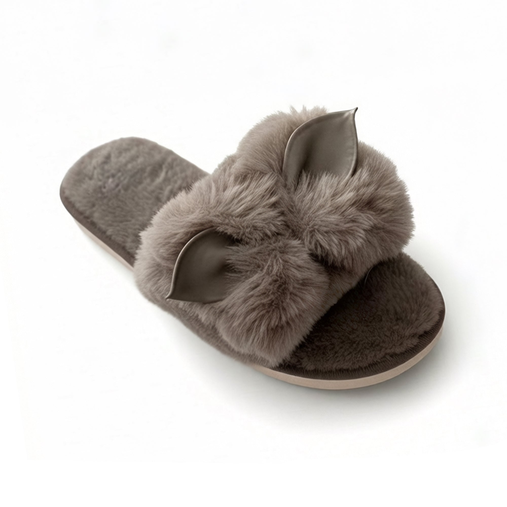 Anna-Kaci Women's Plush Slide Slippers with 3D Animal Ear Detail
