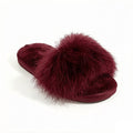 Anna-Kaci Women's Plush Faux Fur Slide Slippers with Fluffy Strap