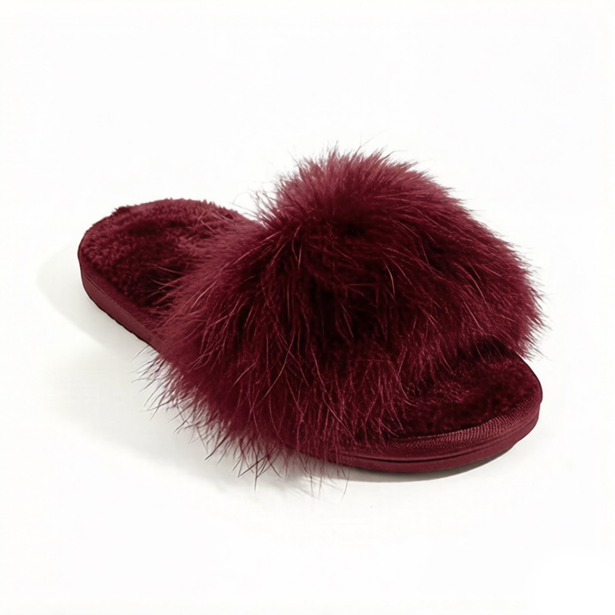 Anna-Kaci Women's Plush Faux Fur Slide Slippers with Fluffy Strap