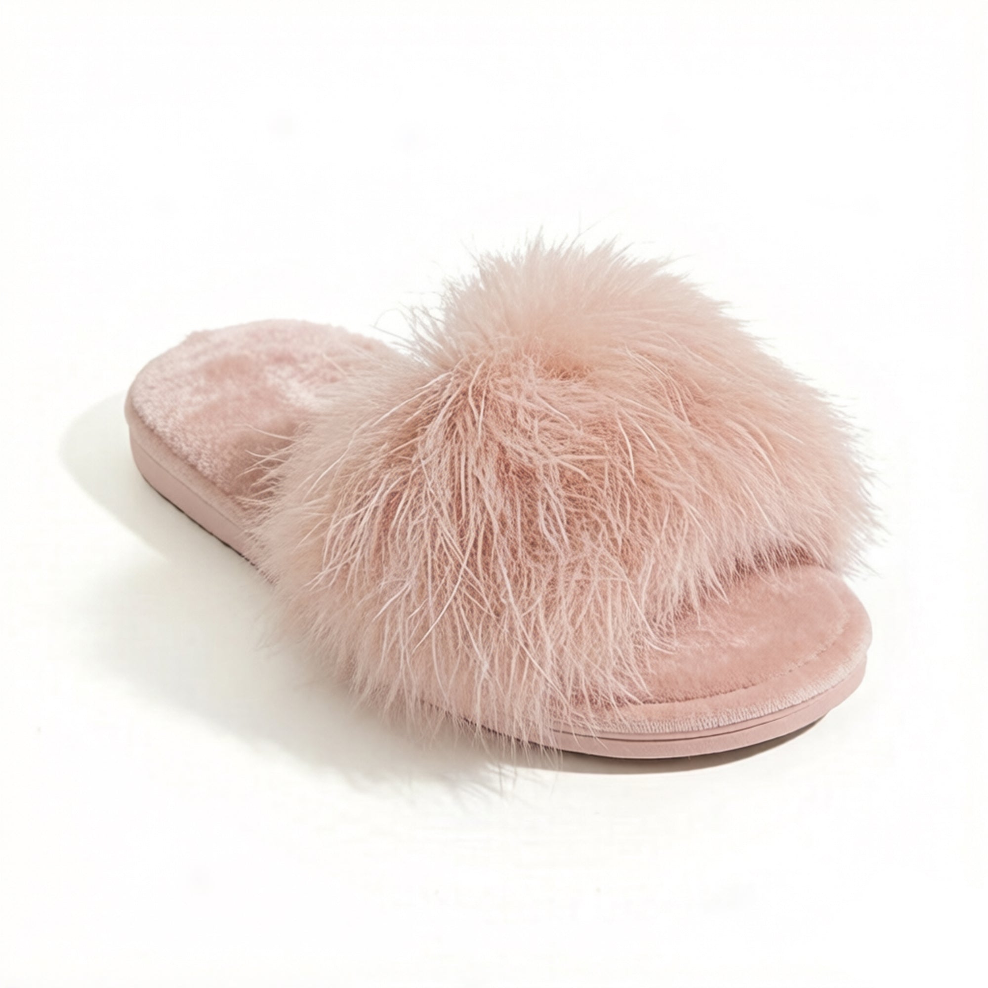 Anna-Kaci Women's Plush Faux Fur Slide Slippers with Fluffy Strap