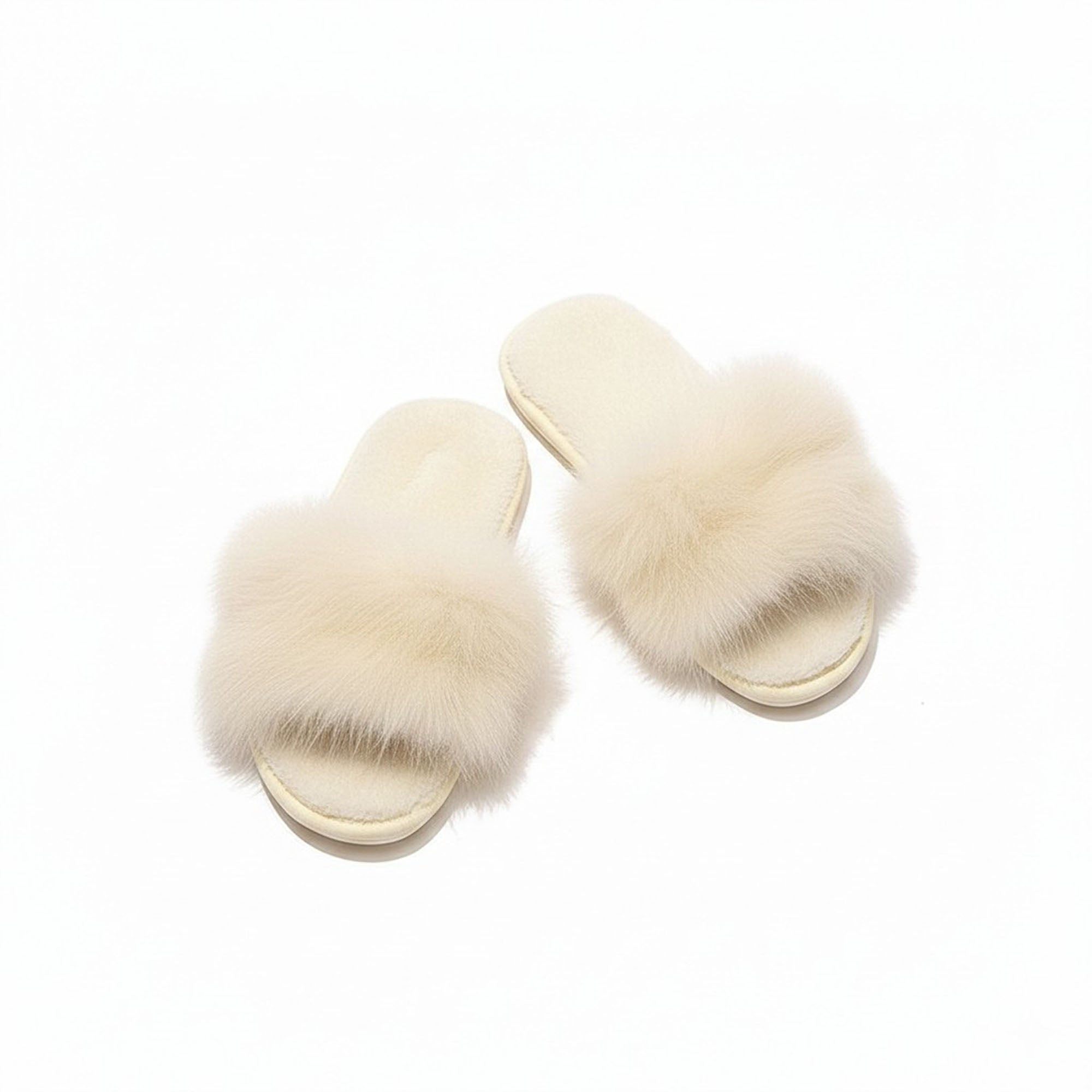 Anna-Kaci Women's Plush Faux Fur Slide Slippers with Fluffy Strap
