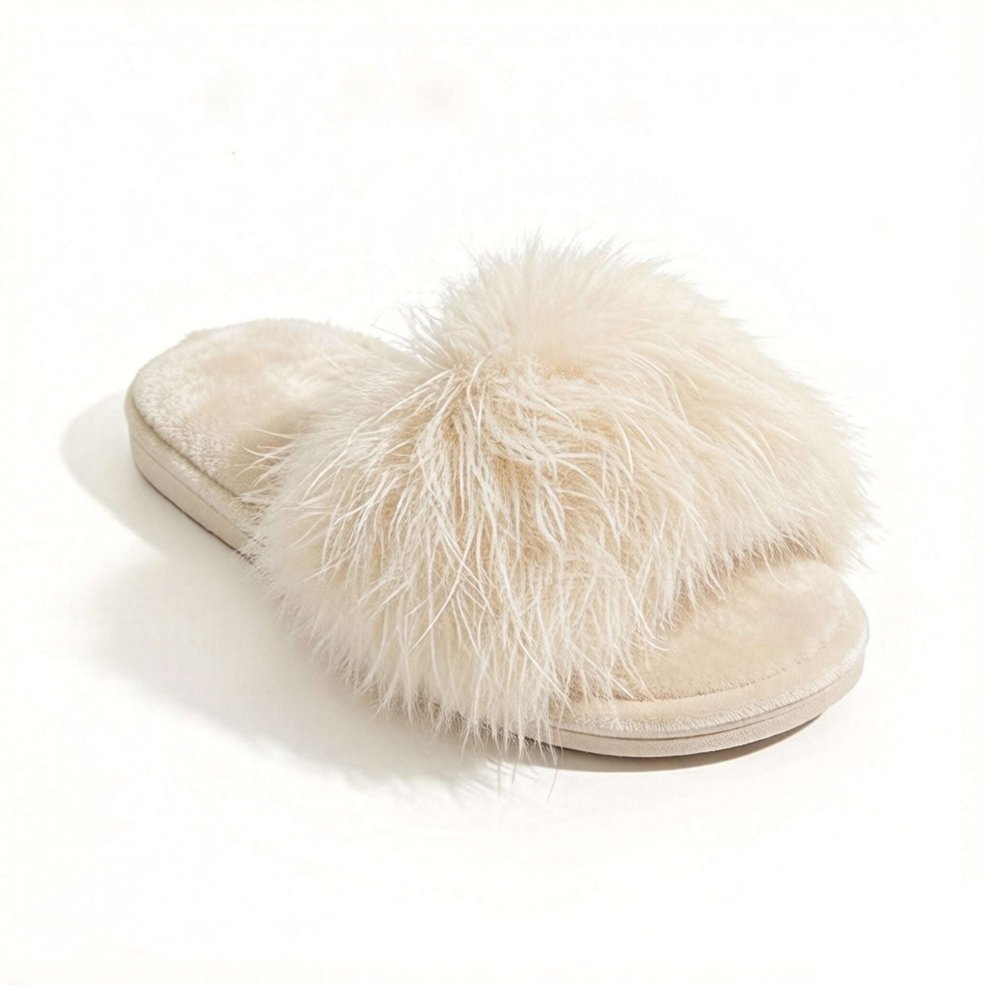 Anna-Kaci Women's Plush Faux Fur Slide Slippers with Fluffy Strap
