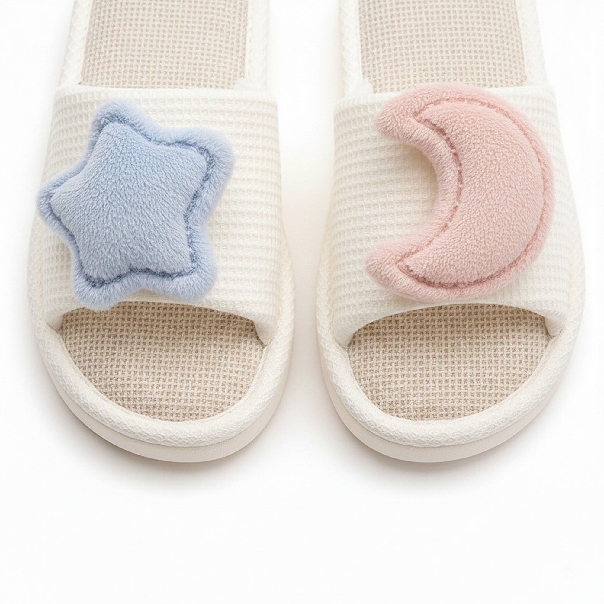 Anna-Kaci Women's Indoor Slide Slippers with Star and Moon Detail