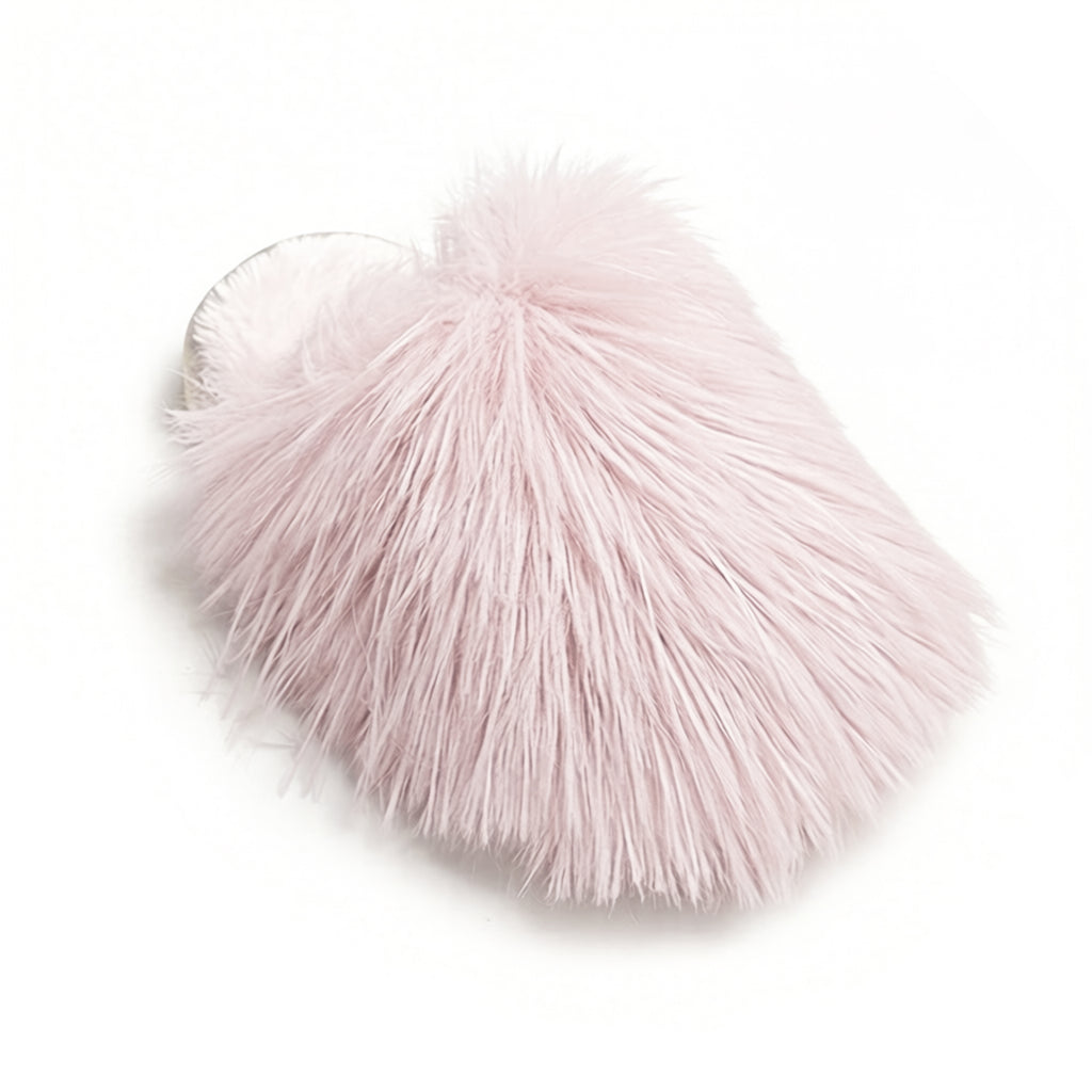 Anna-Kaci Women's Faux Fur Indoor Slide Slippers with Plush Strap