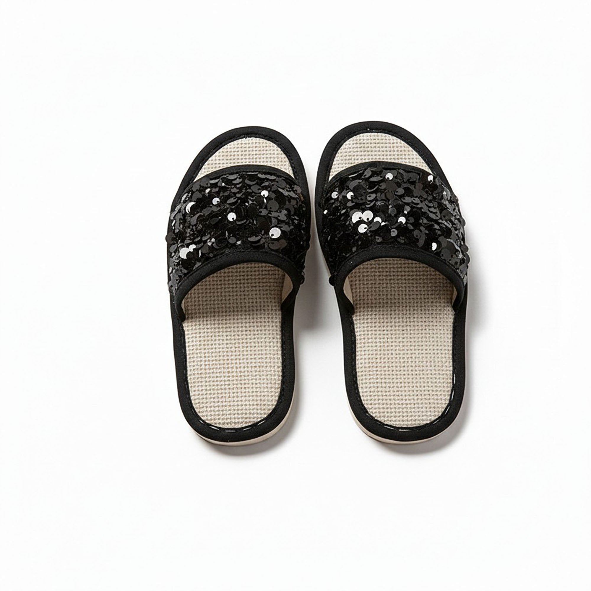 Anna-Kaci Women's Sequin Indoor Slide Slippers with Cushioned Sole and Breathable Woven Footbed