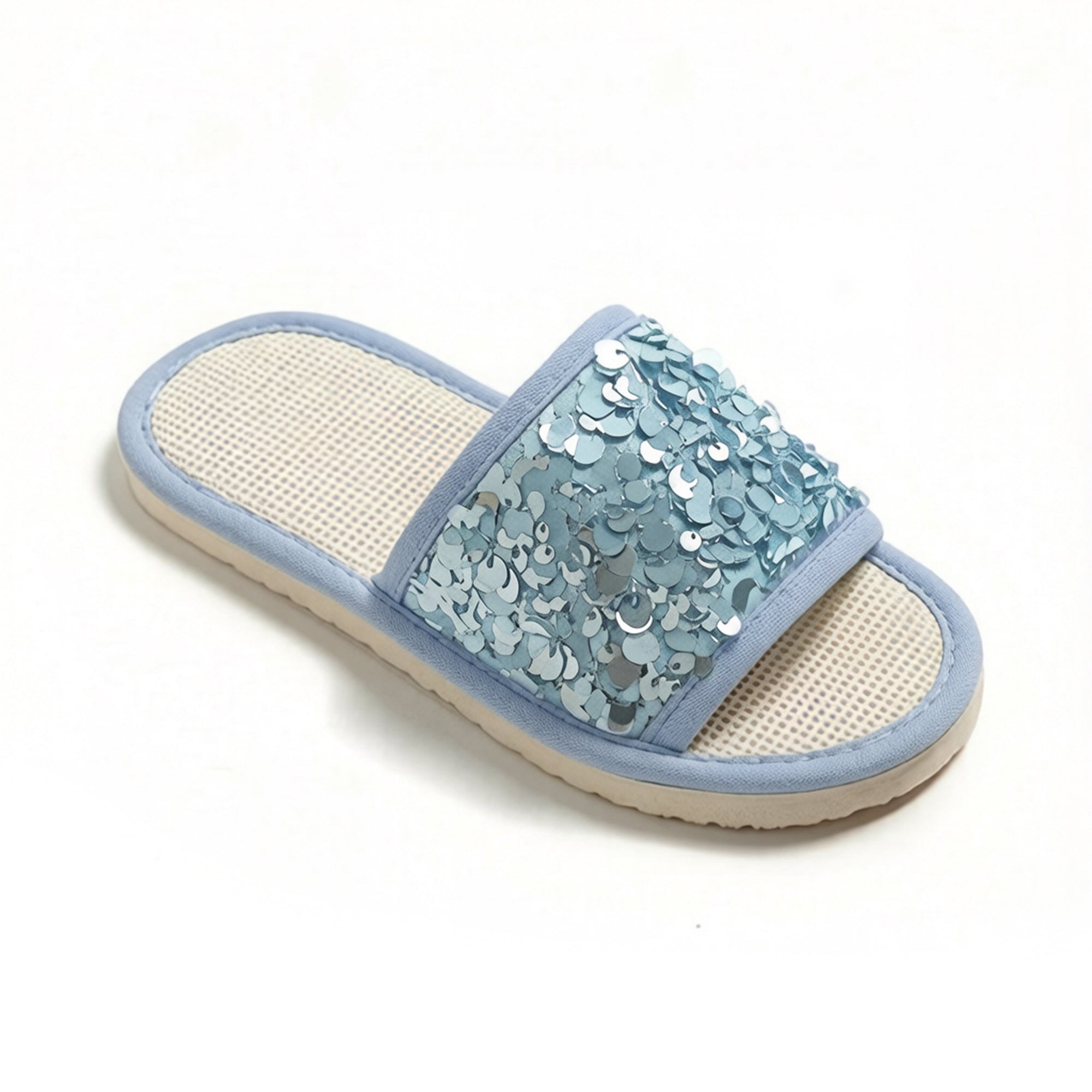 Anna-Kaci Women's Sequin Indoor Slide Slippers with Cushioned Sole and Breathable Woven Footbed