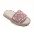 Anna-Kaci Women's Sequin Indoor Slide Slippers with Cushioned Sole and Breathable Woven Footbed