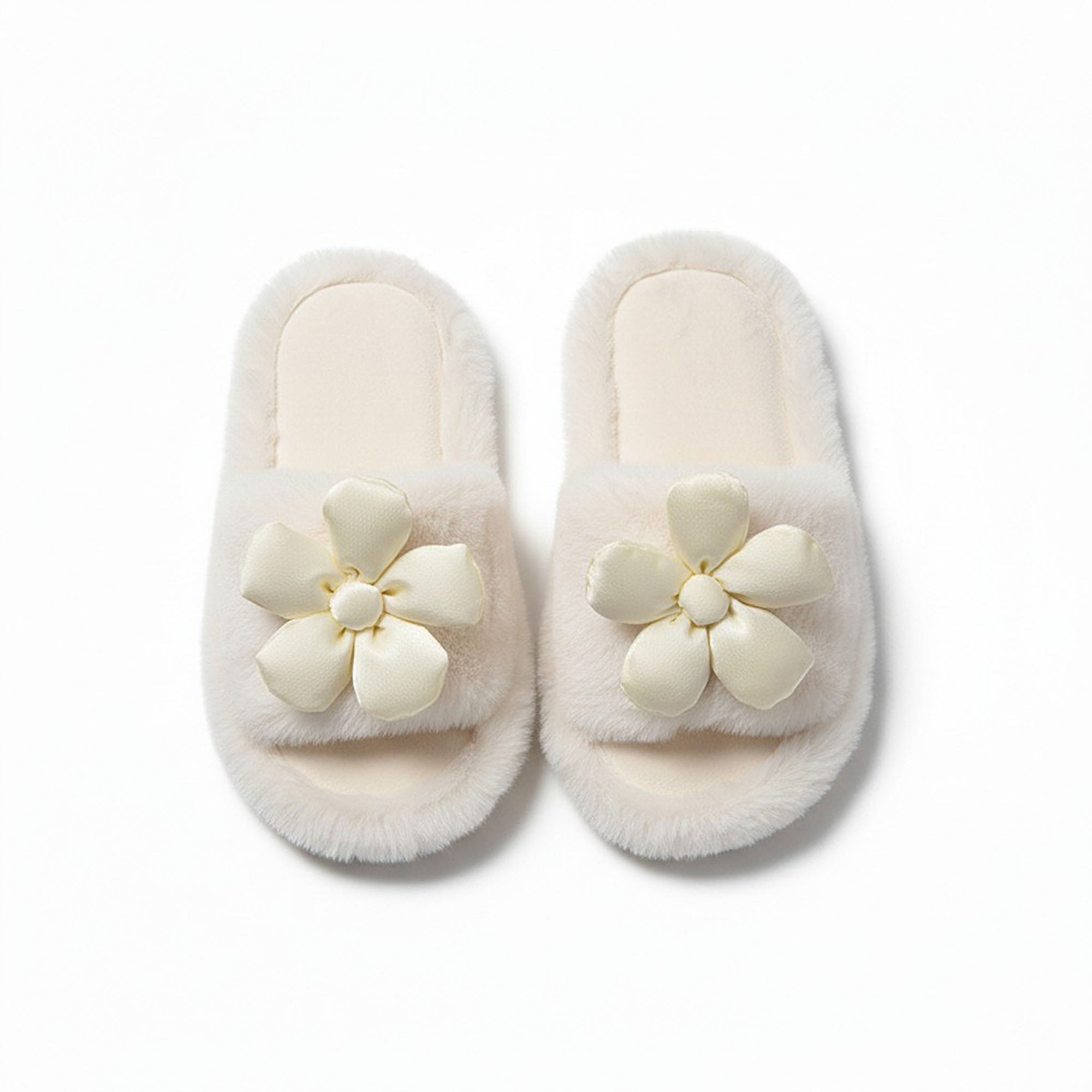 Anna-Kaci Women's Plush Indoor Slide Slippers with 3D Floral Detail and Cushioned Sole Design