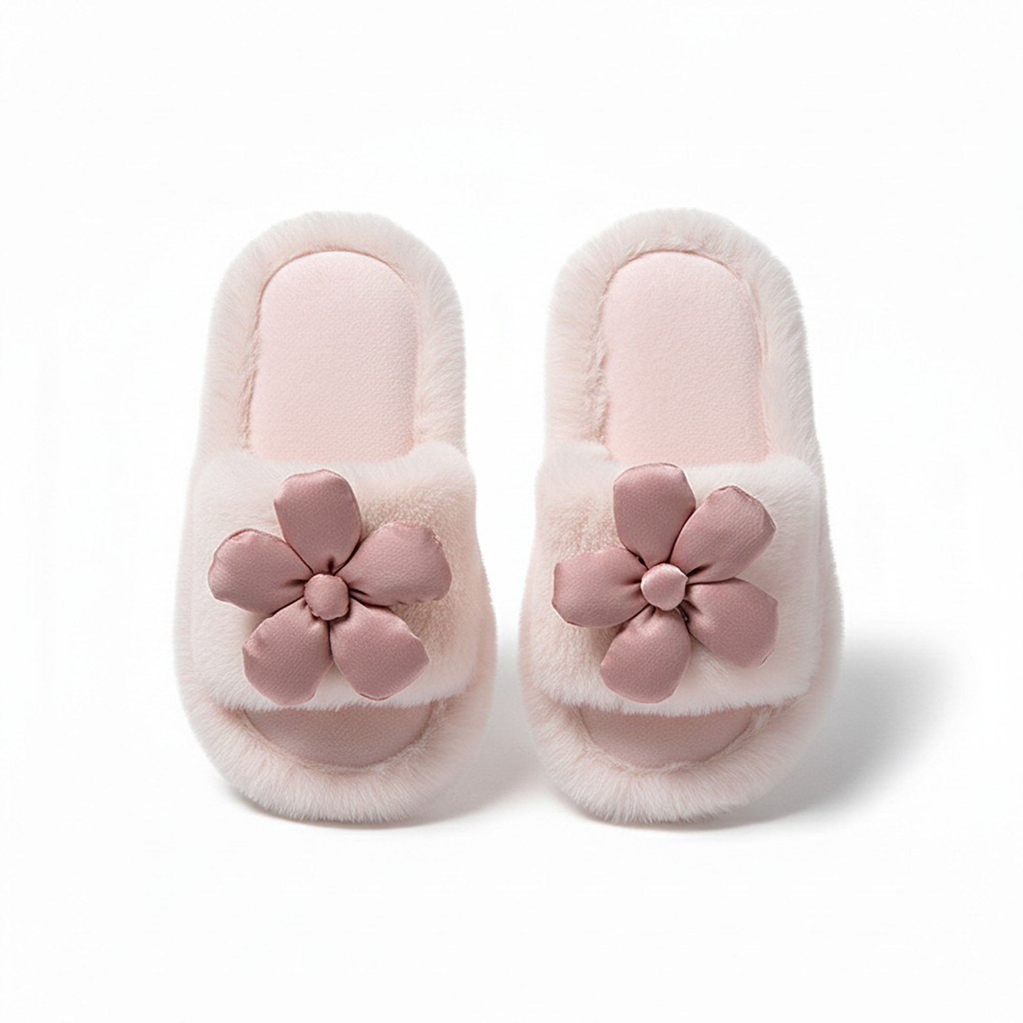 Anna-Kaci Women's Plush Indoor Slide Slippers with 3D Floral Detail and Cushioned Sole Design