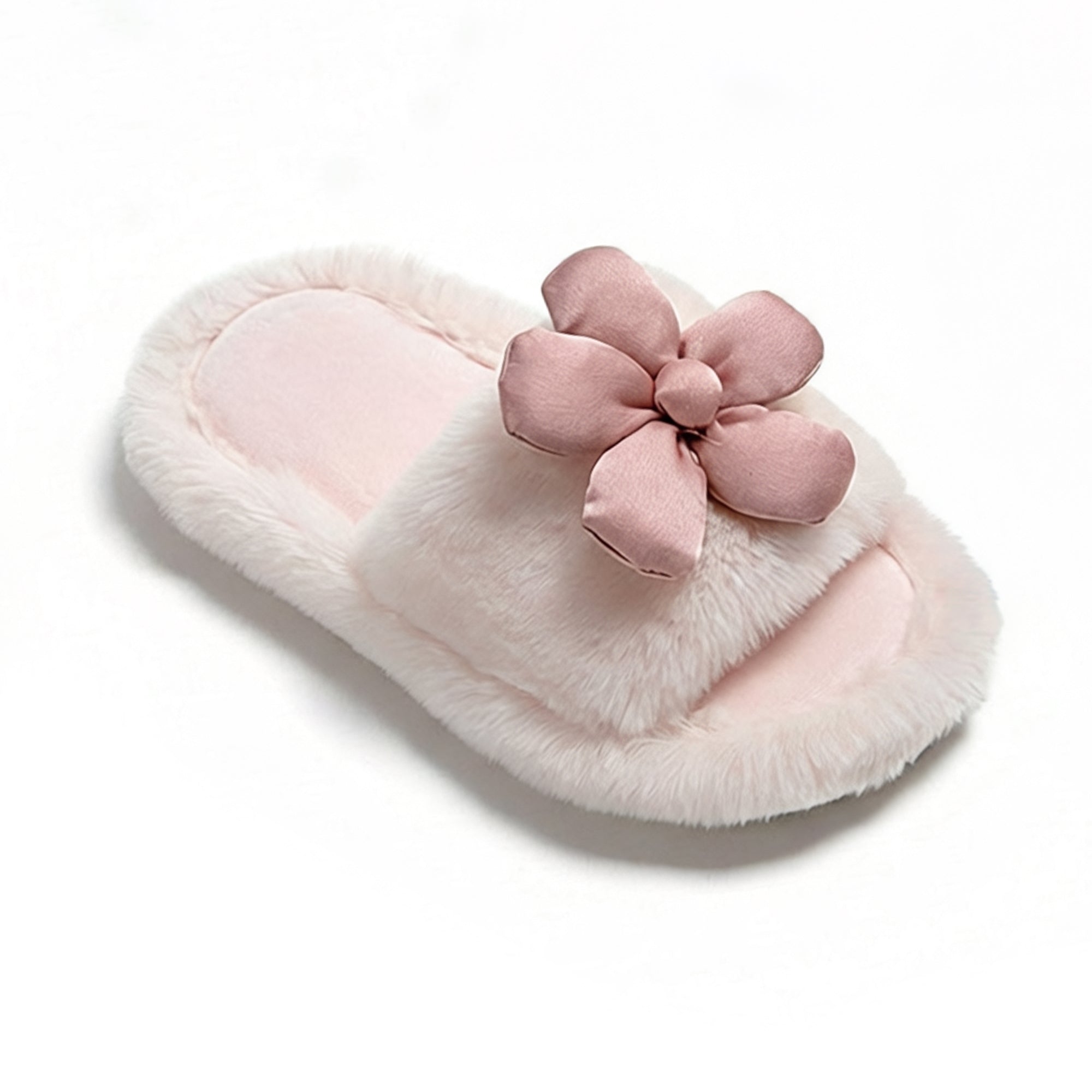 Anna-Kaci Women's Plush Indoor Slide Slippers with 3D Floral Detail and Cushioned Sole Design