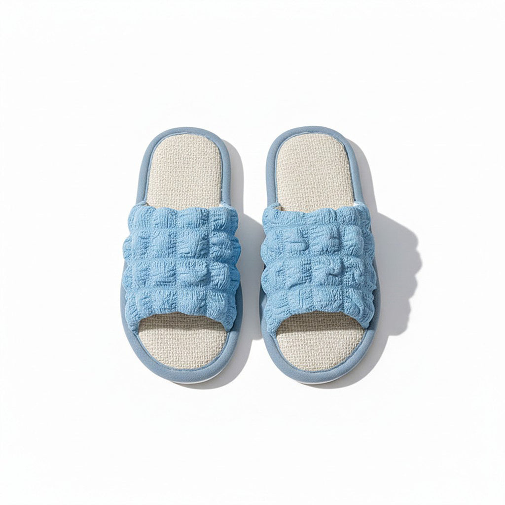 Anna-Kaci Women's Textured Indoor Slide Slippers with Cushioned Sole and Breathable Woven Footbed