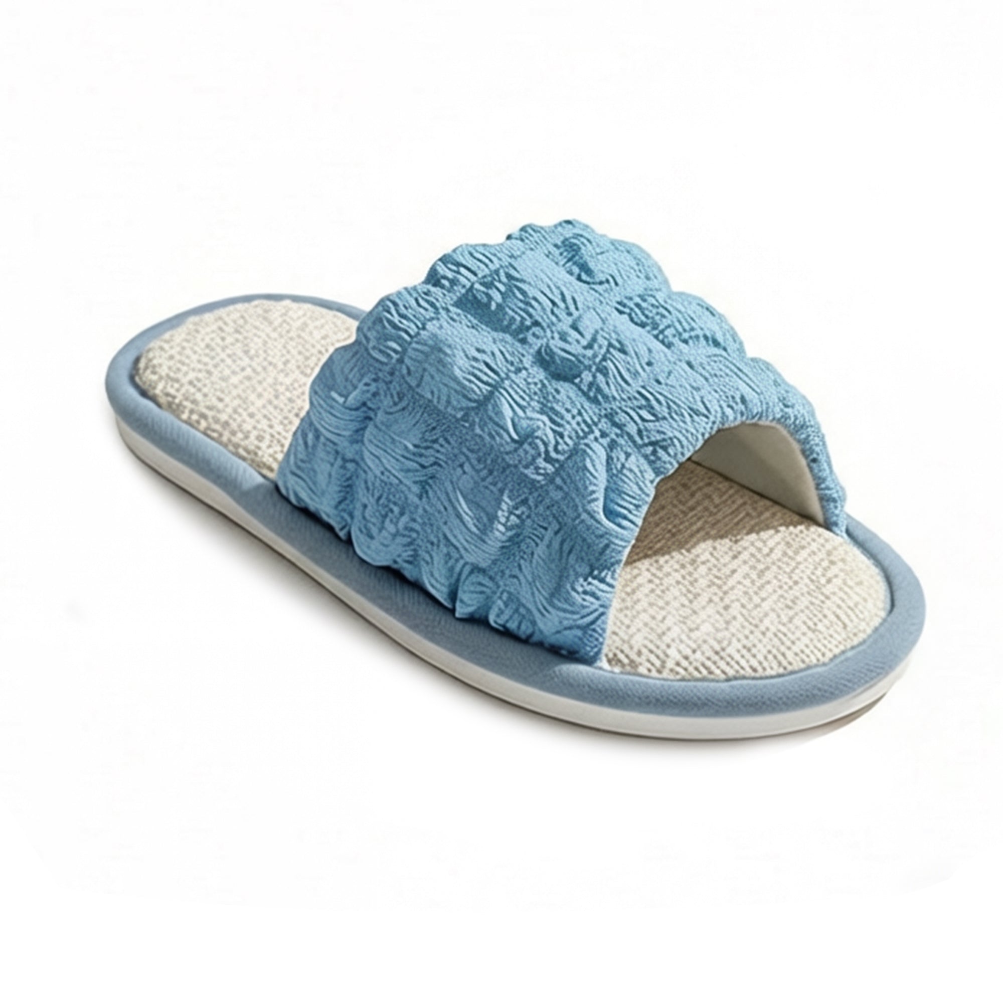 Anna-Kaci Women's Textured Indoor Slide Slippers with Cushioned Sole and Breathable Woven Footbed