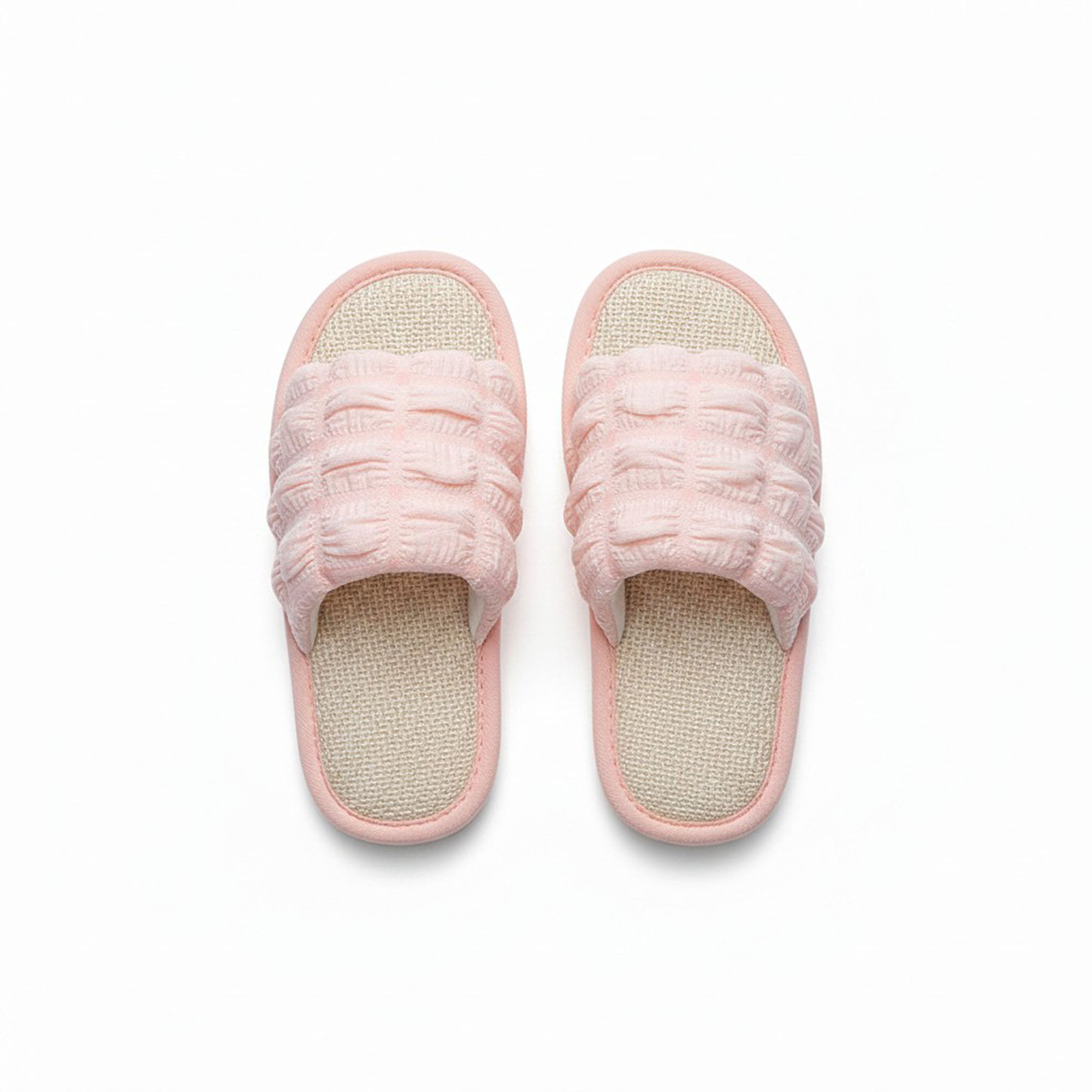 Anna-Kaci Women's Textured Indoor Slide Slippers with Cushioned Sole and Breathable Woven Footbed