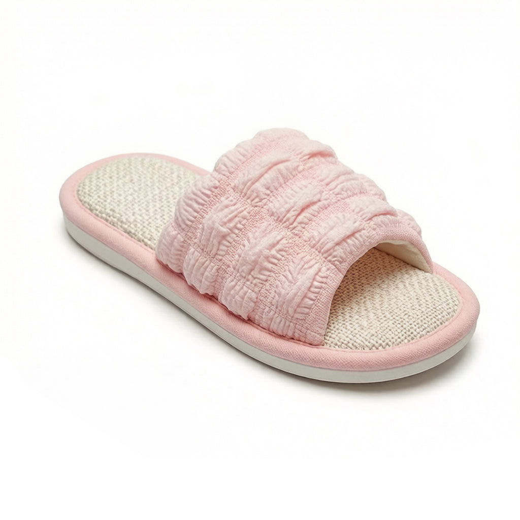 Anna-Kaci Women's Textured Indoor Slide Slippers with Cushioned Sole and Breathable Woven Footbed