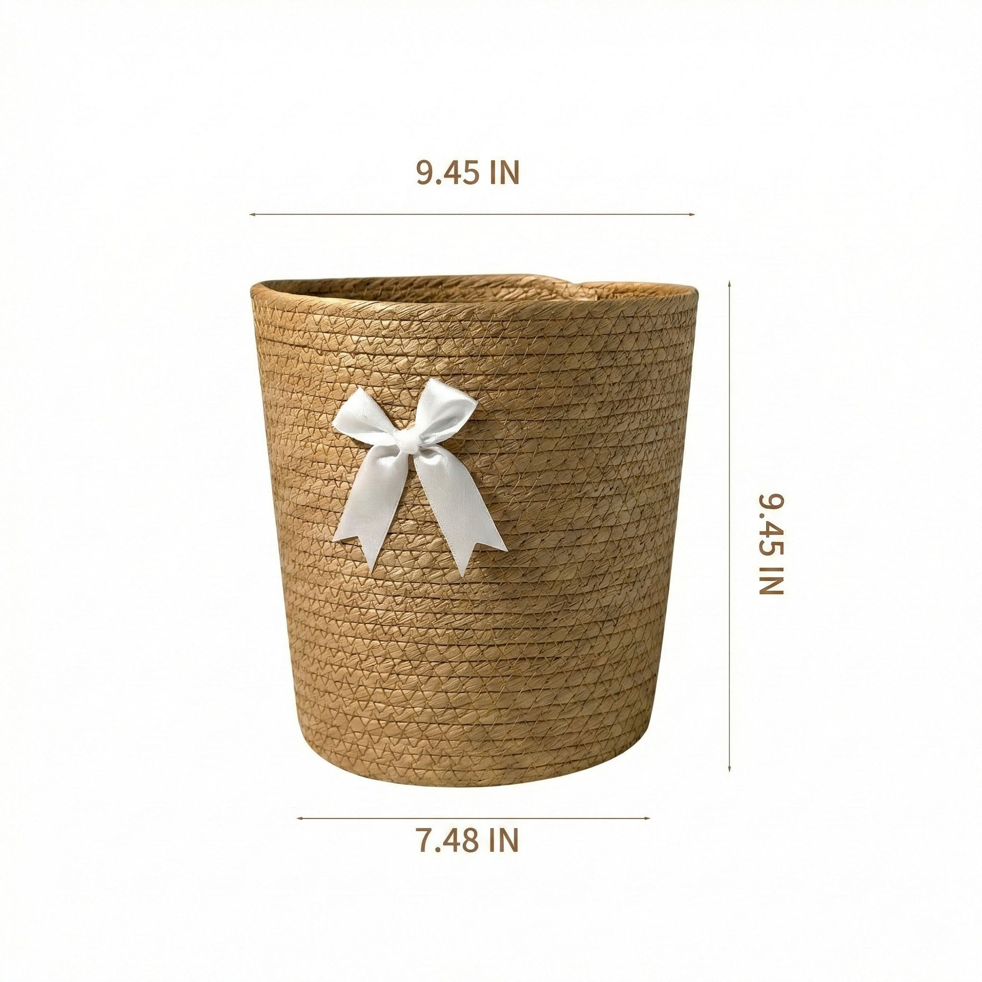 Anna-Kaci Round Storage Basket Decorative Rope Organizer with Bow Accent and Open Top Design