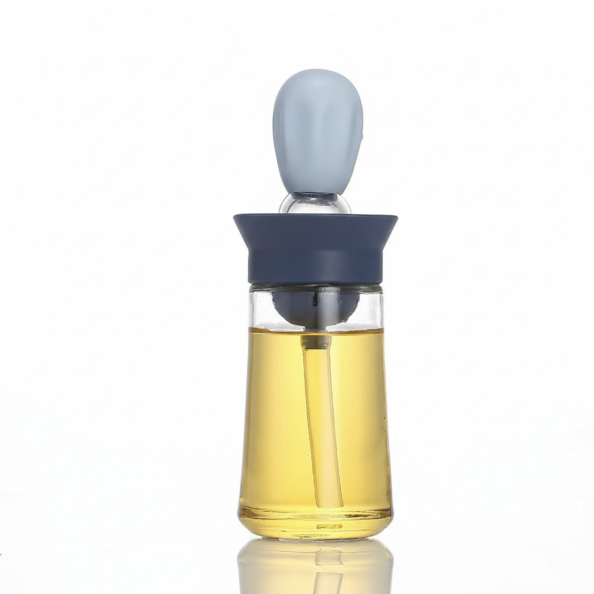 Anna-Kaci 2-PC Glass Oil Dispenser Bottle with Silicone Brush Drip Free Design and Leak Resistant Lid
