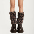 Anna-Kaci Women's Leopard Print Plush Leg Warmers, Soft Faux Fur Slouchy Boot Covers for Cozy Layered Styling