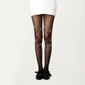 Anna-Kaci Women's Sheer Floral Rhinestone Tights, Stretch Fit Lightweight Sparkle Flower Pantyhose Stockings