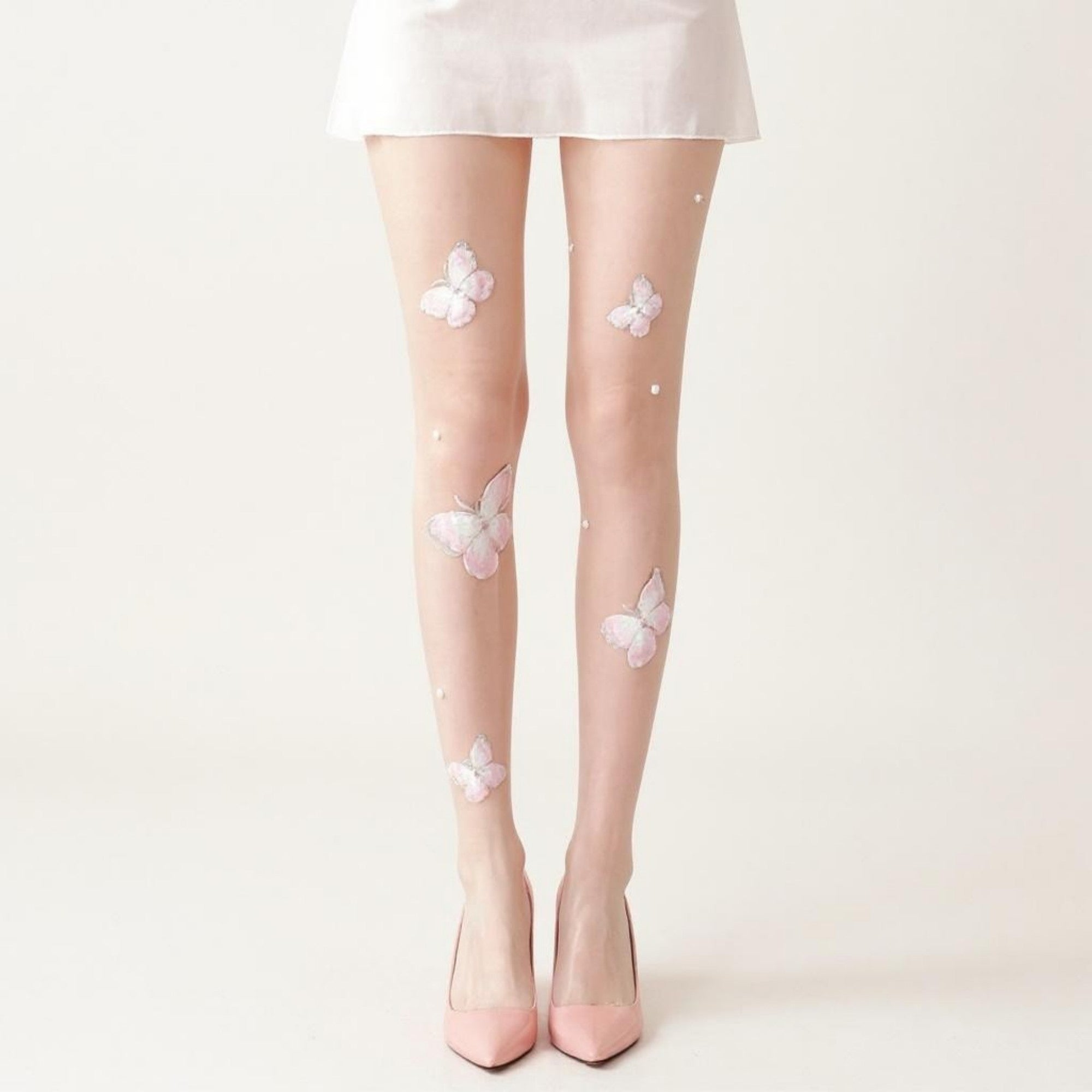 Anna-Kaci Women's Sheer Butterfly Applique Tights, Stretch Fit Lightweight Embellished Pantyhose Stockings
