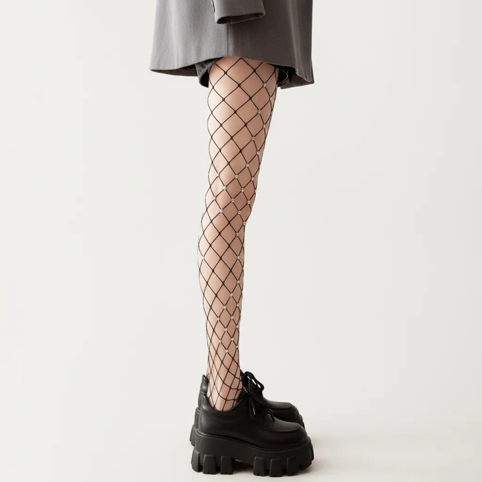 Anna-Kaci Women's Rhinestone Fishnet Tights with Stretch Fit, Diamond Pattern Sheer Stockings