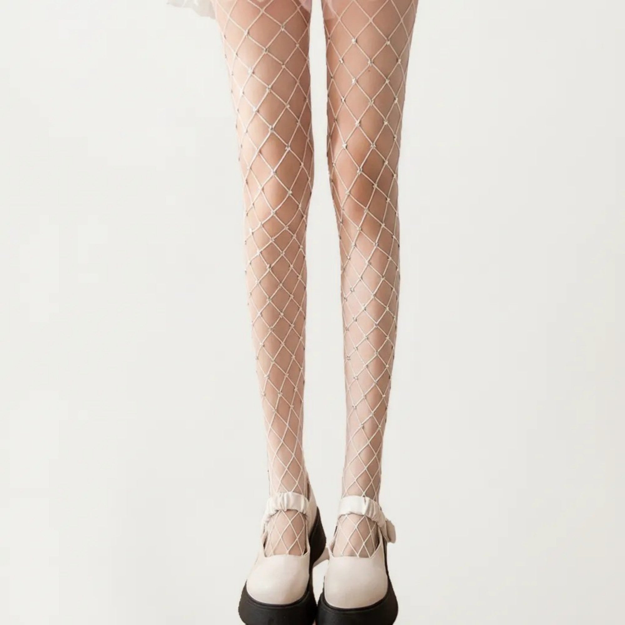 Anna-Kaci Women's Rhinestone Fishnet Tights with Stretch Fit, Diamond Pattern Sheer Stockings