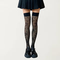 Anna-Kaci Women's Sheer Floral Over The Knee Socks, Stretch Fit Lightweight Patterned Thigh High Stockings