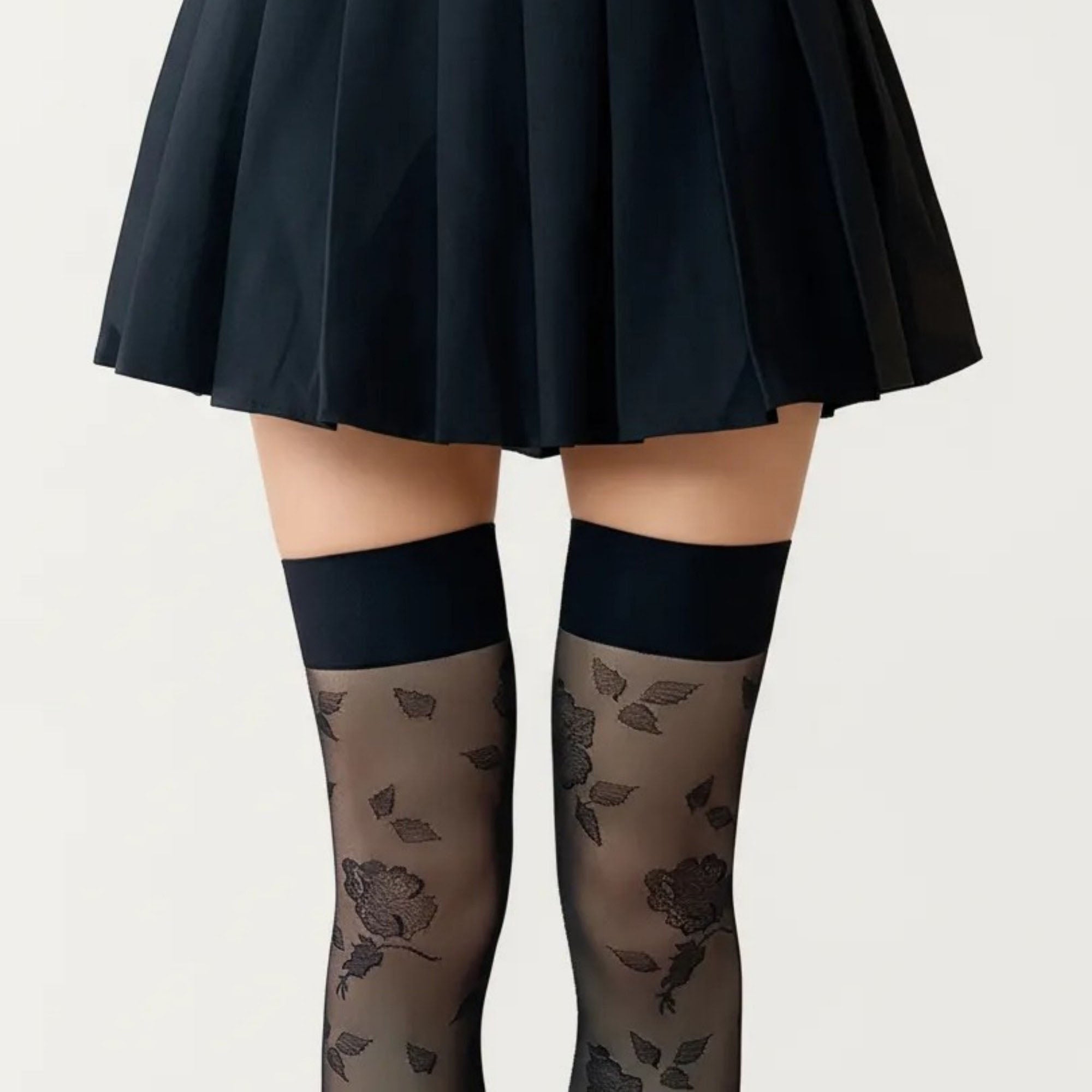 Anna-Kaci Women's Sheer Floral Over The Knee Socks, Stretch Fit Lightweight Patterned Thigh High Stockings