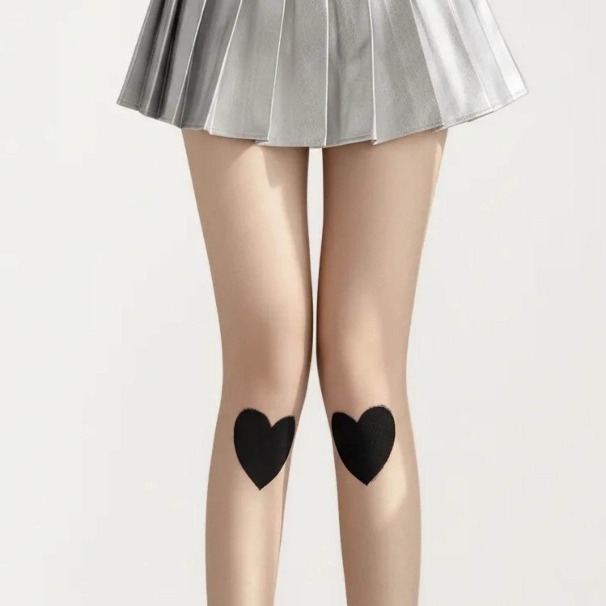 Anna-Kaci Women's Sheer Heart Knee Patch Tights with Stretch Fit, Lightweight Pantyhose Stockings