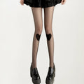 Anna-Kaci Women's Sheer Heart Knee Patch Tights with Stretch Fit, Lightweight Pantyhose Stockings