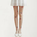 Anna-Kaci Women's Sheer Cherry Embroidered Tights with Stretch Fit, Lightweight Pantyhose Stockings