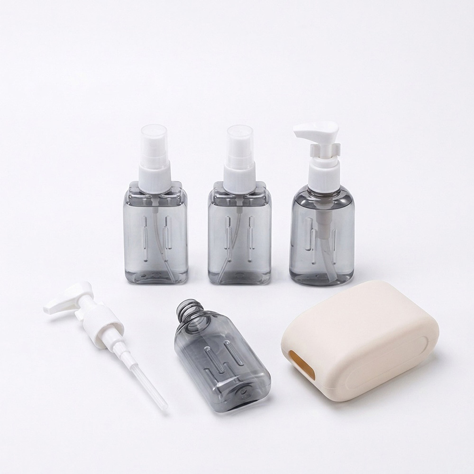 Anna-Kaci Travel Bottle 4-Pc Set Refillable Toiletry Containers with Pump Spray Bottles Compact Leak Resistant