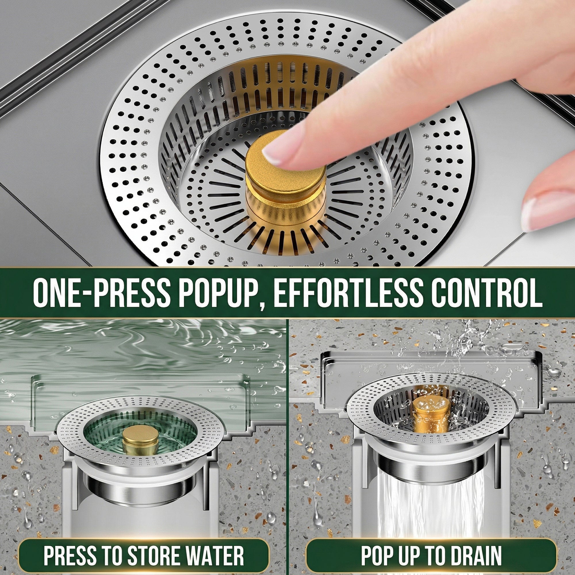 Anna-Kaci Stainless Steel Sink Strainer with Removable Basket Anti Clog Kitchen Drain Filter Durable Resistant