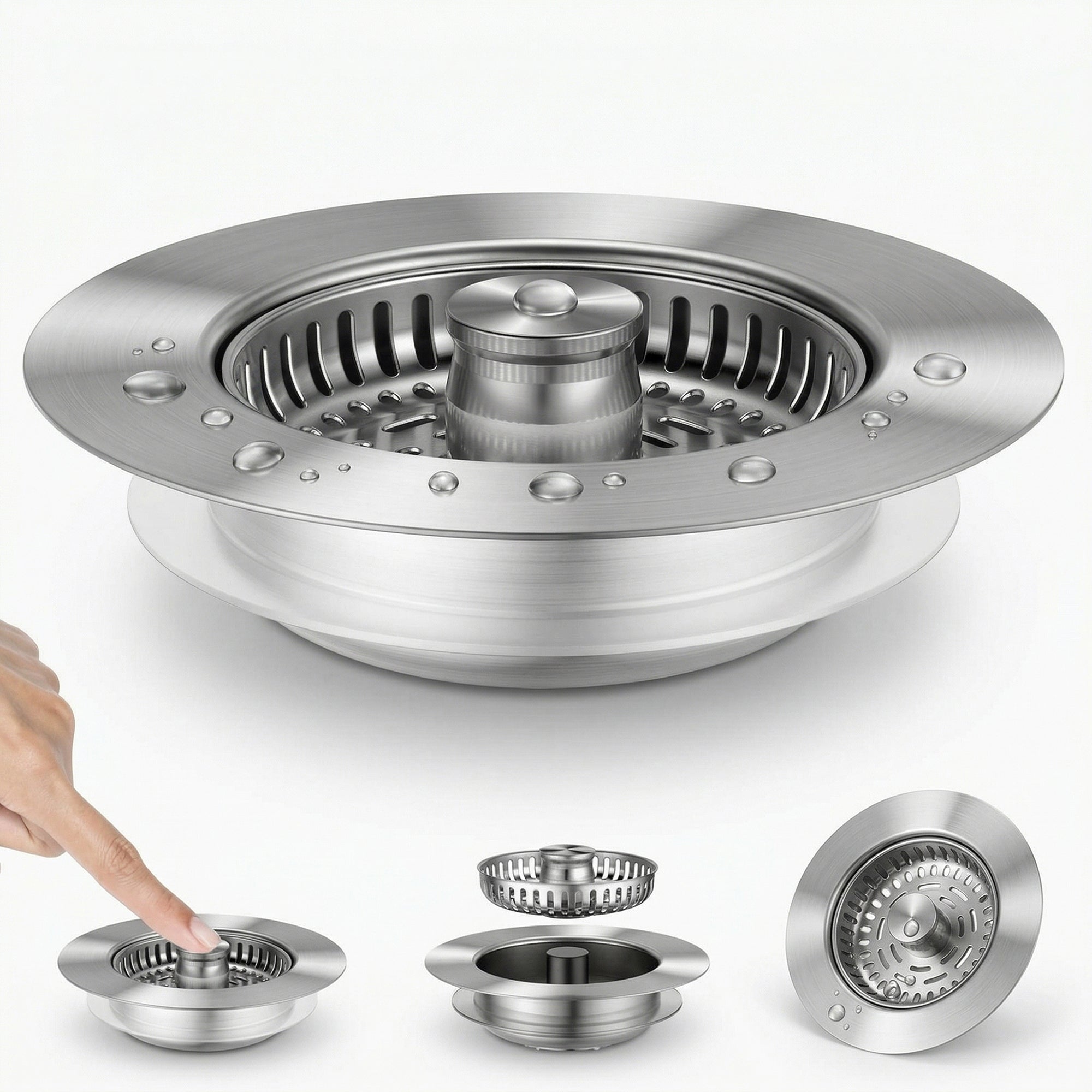 Anna-Kaci Stainless Steel Sink Strainer with Removable Basket Anti Clog Kitchen Drain Filter Durable Resistant