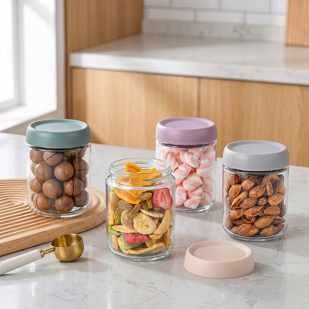 Anna-Kaci Glass Storage Jars with Airtight Lids Food Storage Containers Kitchen Canisters Set