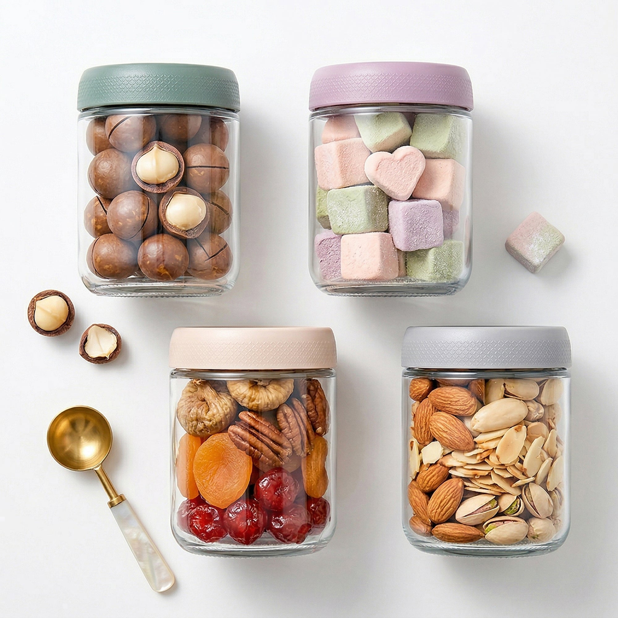 Anna-Kaci Glass Storage Jars with Airtight Lids Food Storage Containers Kitchen Canisters Set